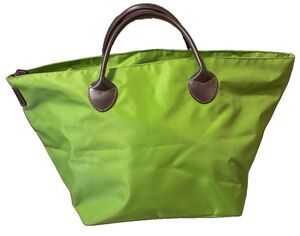 Herve Chapelier Green Nylon Top Handle Tote Bag